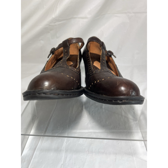 Born Polyana T strap MARY JANE LOAFER heel Size 6 M brown leather - Picture 8 of 15
